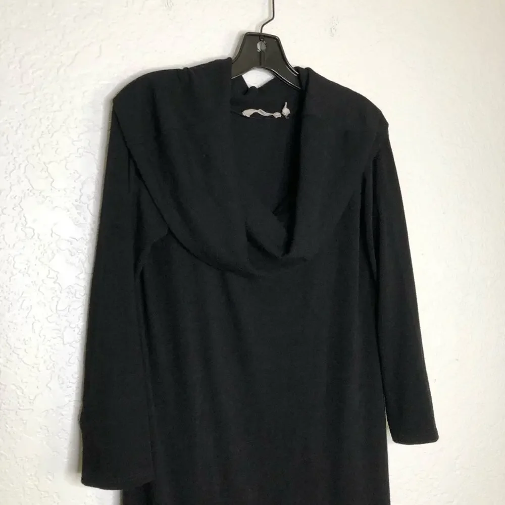 Soft Surroundings black cowl neck knit midi dress size Petite Large PL